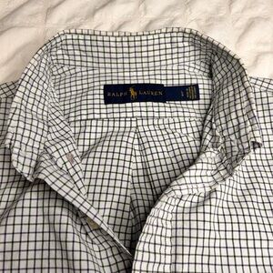 Ralph Lauren Men's Plaid Shirt - White and Navy